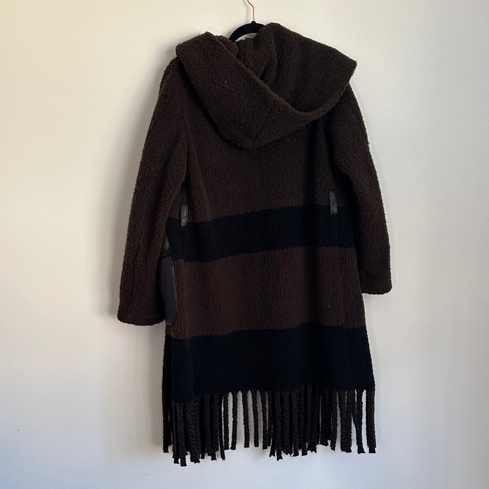 Violanti Italian Brown and Black Hooded Coat with Fringe. Stunning, heavy, soft - Picture 11 of 14